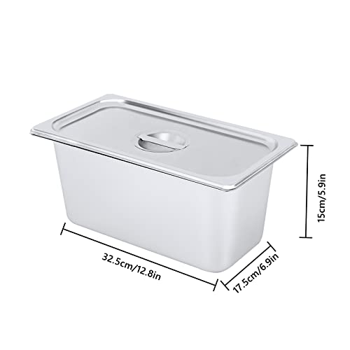 4 Pack Stainless Steel Hotel Pans, Half Size 6" Deep Commercial Food Pans With Lid Catering Food Storage Metal Pan Chafing Dishes Dinner Buffet Server for Food Prep Restaurant (12.8" x 6.9" x 6") - size: 12.8" x 6.9" x 6"