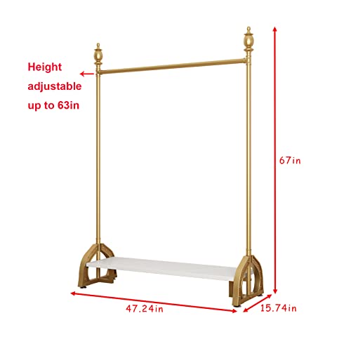 Gold Clothing Rack, Boutique Gold Clothes Racks with Shelf for Display, Heavy Duty Garment Rack for Retail Use (47.24L) - style: single-47