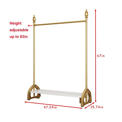 Gold Clothing Rack, Boutique Gold Clothes Racks with Shelf for Display, Heavy Duty Garment Rack for Retail Use (47.24L) - style: single-47