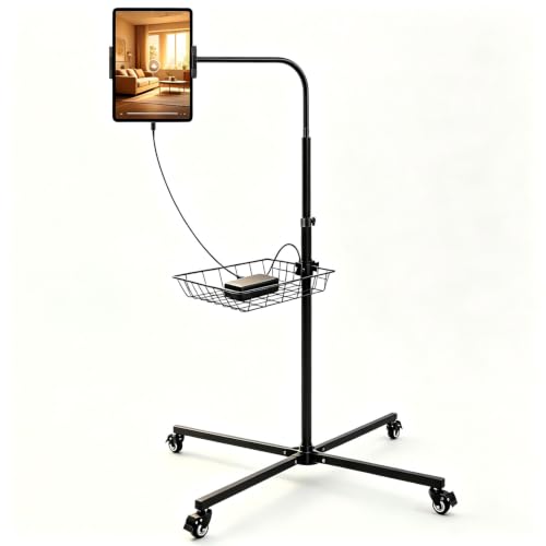 Rolling Tablet Floor Stand with Wheels - Bed Mount for 4.7-13" iPad