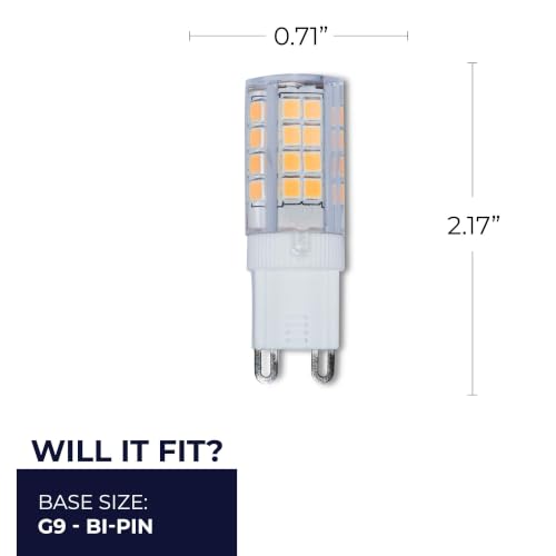 Bulbrite LED Mini T6 Dimmable Bi-Pin Base (G9) Light Bulb 40 Watt Equivalent 3000K, Clear 1-Pack