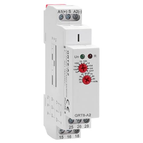 Delay On Time Relay 16A GRT8 A2 Timer Relay Voltage Range AC DC 12V to 240V - size: GRT8-A2 AC/DC 12V-240V