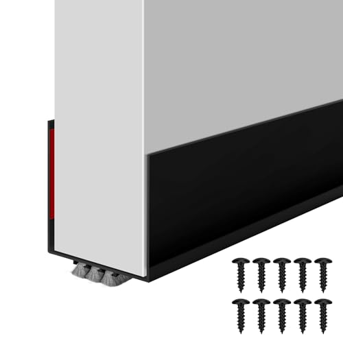 Weather Stripping Door Seal, 36” Length Cuttable Door Draft Stopper, Strong Adhesive Door Sweep for Exterior and Interior Doors (1, Black) - color: Black