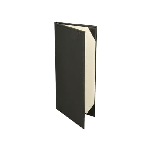 Prestine Menu Covers Made of Premium Faux Leather (10-Pack) - 5.5" x 11" - 2 Views - Black - Restaurant Menu - Wine List - Bar Menu - size: 5.5”x11” - 2 Views