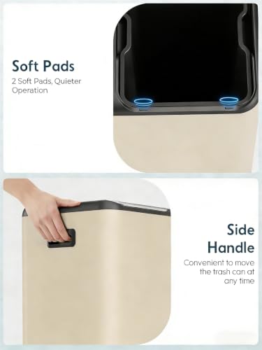 Arlopu 16Gal Dual Trash Can w/2 Built-in Box for Odor Control - color: Beige