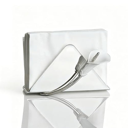 Napkin Holder for Table, Upright Paper Dispenser with Lily (silvery),wedding gift - color: Silver