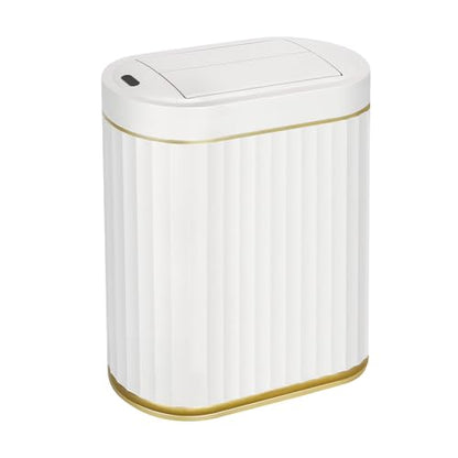 ELPHECO Motion Sensor Bathroom Trash Can with Lid 2 Gal Automatic Trash Can - color: White Gold