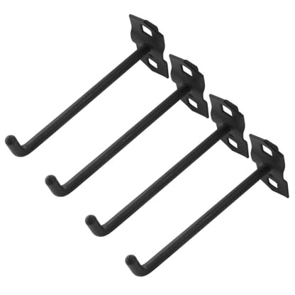 Heavy Duty Steel 4 inch pegboard Hooks for 3/8" Square Hole 1.5" Spaced Pegboards - Garage Wall Organizer Tool Storage Set, Black, 4 Pack - color: Black