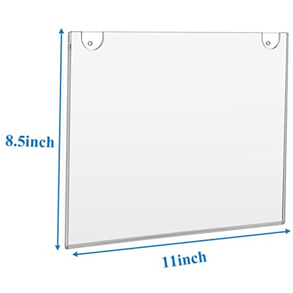 PecMuikee Acrylic Sign Holder 8.5x11 Horizontal, Wall Mount Acrylic Sign Holder and Plastic Paper Display Ad Frame bonus with 3M Tape and Mounting Screws for Restaurants, Office, Store, 20 Pcs