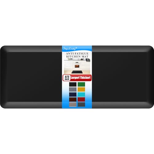 4/5 Inch Thick Kitchen Mat - Cushioned Anti Fatigue Mat for Kitchen Floor - color: Black, size: 54"L x 22"W x 0.8"Th