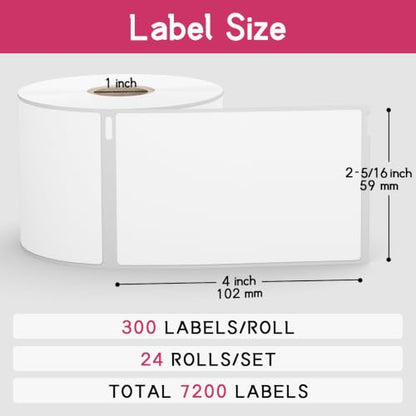 24 Rolls, 7200 Shipping Labels Replacement for DYMO 30256 (2-5/16" x 4") - size: 2-5/16" x 4" | 30256-24 Rolls