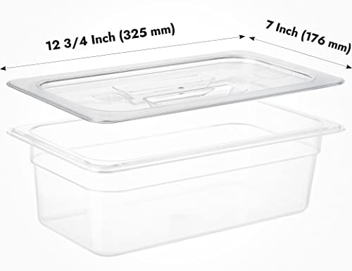CURTA 6 Pack NSF Food Pan Cover, 1/3 Size Clear Polycarbonate Lid with Handle for Commercial Food Pan, Dishwasher & Freezer Safe Plastic Clear - color: 1/3 Size, size: Handled Lids