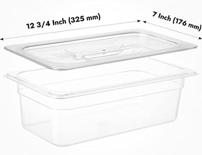 CURTA 6 Pack NSF Food Pan Cover, 1/3 Size Clear Polycarbonate Lid with Handle for Commercial Food Pan, Dishwasher & Freezer Safe Plastic Clear - color: 1/3 Size, size: Handled Lids