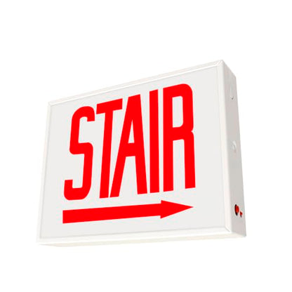 LFI Lights - UL Certified - Hardwired Red LED Chicago approved Exit Sign - Battery Backup - Emergency Fire Safety - UL924 - CHEX (STAIR Right Arrow) - style: STAIR Right Arrow