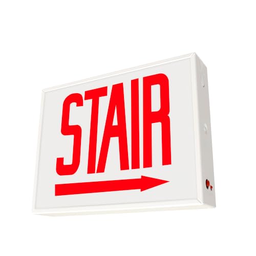 LFI Lights - UL Certified - Hardwired Red LED Chicago approved Exit Sign - Battery Backup - Emergency Fire Safety - UL924 - CHEX (STAIR Right Arrow) - style: STAIR Right Arrow