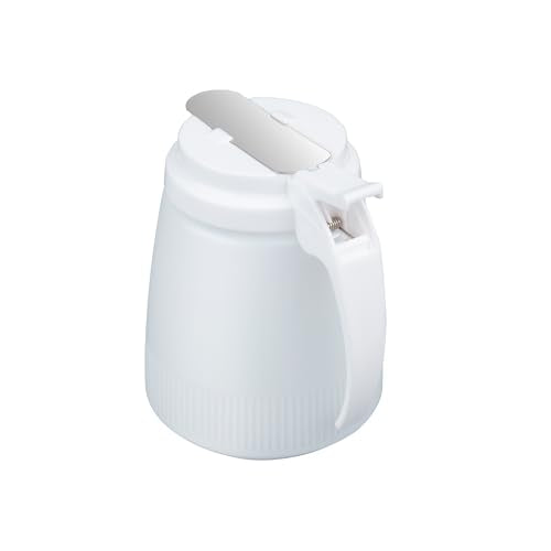Restaurantware-Chef 101 32 Ounce All Purpose Syrup Dispenser, 1 Honey Dispenser - White Top, Stainless Steel Slide Cover, Plastic Pancake Syrup Bottle, Perfect For Diners, Restaurants, Home - color: White, size: 32 Ounces, style: 1 Count