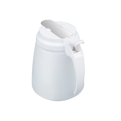 Restaurantware-Chef 101 32 Ounce All Purpose Syrup Dispenser, 1 Honey Dispenser - White Top, Stainless Steel Slide Cover, Plastic Pancake Syrup Bottle, Perfect For Diners, Restaurants, Home - color: White, size: 32 Ounces, style: 1 Count