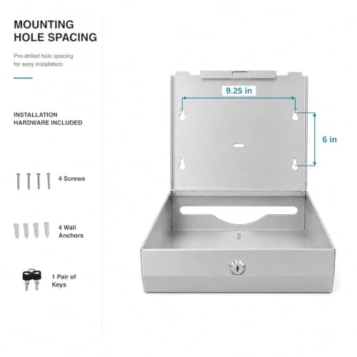 Stainless Steel Paper Towel Dispenser Wall Mount for Commercial Bathrooms - color: 3814-silver