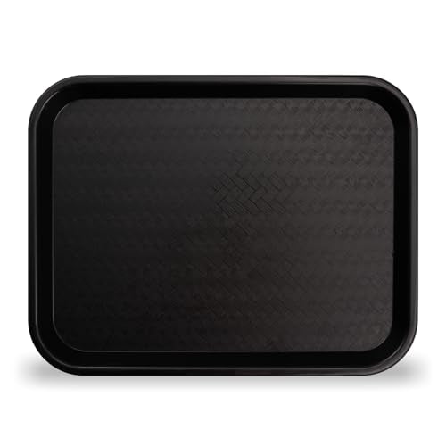 Carlisle FoodService Products Fast Food Cafeteria Tray, Durable Polypropylene with Slip-Resistant Surface, Stackable for Cafes and Schools, BPA-Free, Rectangular, Black