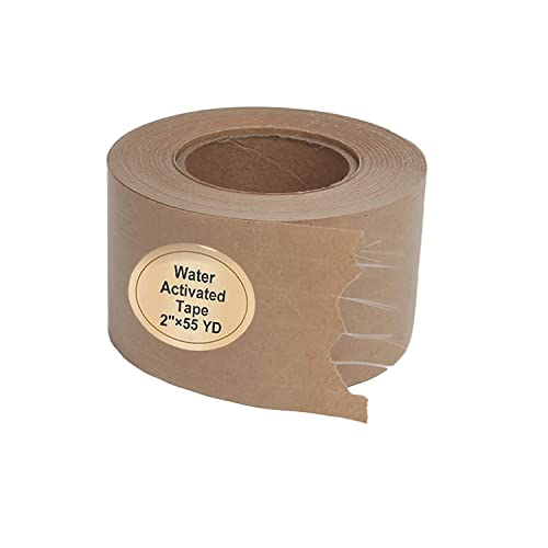 TooCust Water Activated Tape Fiber Reinforced Packing Tape Kraft Tape 2”X 165 feet Per Roll Brown Tape Gummed Paper Tape for Heavy Duty Packaging and Shipping Writable