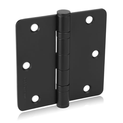 Goldenwarm 3 Pack 3.5 Inch Matte Black Door Hinges with 1/4 Inch Radius - color: Matte Black, size: 1/4" Radius Corner