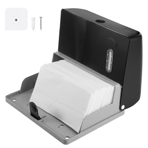 Tioncy 6 Pack Paper Towel Dispenser Wall Mount Commercial with Lock Adhesive No Drilling or Screws Install Plastic Tri Fold, C Fold Paper Hand Towel Holder for Bathroom Restroom Office(Black)