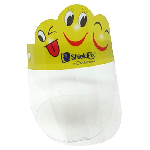 ArtToFrames Protective Face Shield 5 Pack, Kids Smiley Fun Emoji Design, Fully Transparent Face and Eye Protection from Droplets and Saliva. Comes Assembled. - color: Emojis, size: 5 Pack