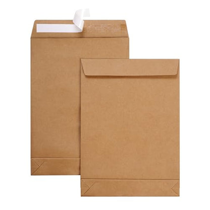 9.4" x 13.2" Expandable Envelopes Large Kraft Envelopes - color: Kraft, size: 10