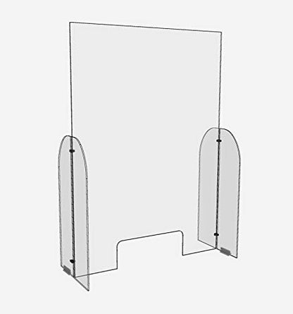 30" x 42" Acrylic Shield Plexiglass Single Panel Sneeze Guard Barrier w/Cutout for Counters, Tables, Checkouts, or Desks - Shields and Protects from Coughing and Sneezing - Made in USA