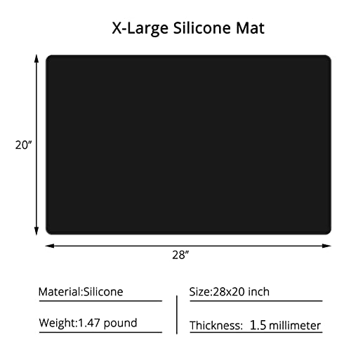 Gartful Silicone Mats for Kitchen Counter, Large Silicone Countertop Protector, Nonskid Heat Resistant Desk Saver Pad, Multipurpose Mat, Placemat (XL-28" x 20"x 0.06", Black) - color: Black, size: XL-28" x 20" x 0.06"