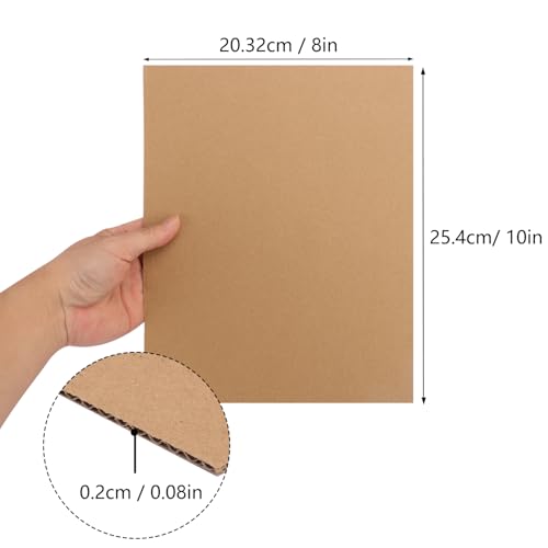 100 Pack 8"x 10" Corrugated Cardboard Sheets, Flat Cardboard Layer Pads 2 mm Thickness, Flexible Packaging Inserts for Shipping, Mailing, and Crafts, by IHDYPPEW - size: 100 Pack 8"x 10" brown