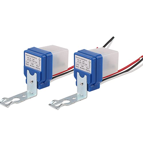 Auto On Off Photocell Night Light Switch Photoswitch Light Sensor Switch (2PCS AC/DC 110V 10A) - color: 2PCS SQUARE, size: AC 110V