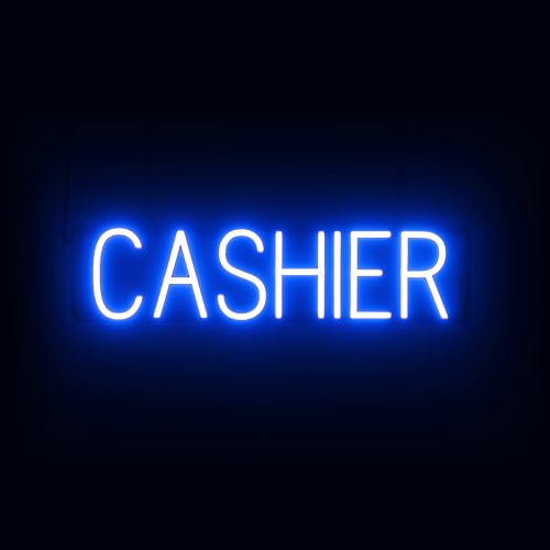 SpellBrite LED Neon CASHIER Sign for Business - Blue, 25" x 6" - color: Blue, size: CASHIER (25"x6.3")