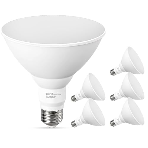 GvvooHome Bright White PAR38 LED Flood Light Bulbs Outdoor, 5000K Daylight, 100W Equivalent, 1050 Lumens 13W, Dimmable, Waterproof E26 Base, Long-Lasting LED Security Light, 6 Pack - color: Bright White, size: 6 Pack