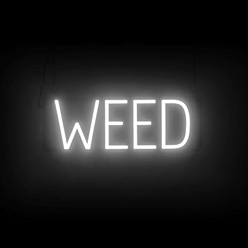 SpellBrite LED Neon WEED Sign for Business - White, 18" x 6" - color: White, size: WEED (18"x6.3")