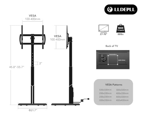 Mobile TV Stand with Power Outlet, Rolling TV Cart for 27-70 Inch OLED LED Monitors, 6 Levels of Height Adjustment, Ambient RGB Lighting on The Bottom Wheels Holds up to 88lbs - color: Rgb Light