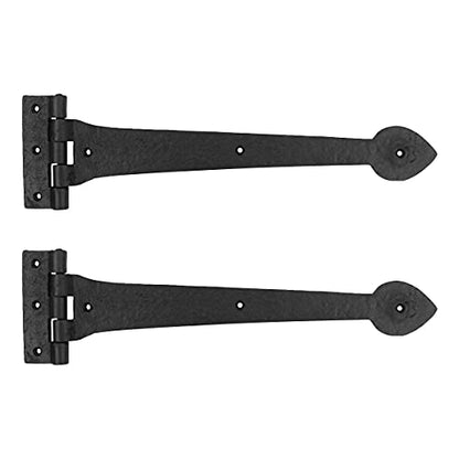 Renovators Supply Manufacturing Pack of 2 Black Wrought Iron Strap Hinge 15 Inch Heart Tip Colonial Cabinet Door Gate Hardware Flush Mount Rust Resistant Heavy Duty - size: Pack of 2