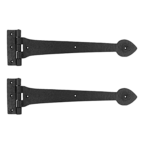 Renovators Supply Manufacturing Pack of 2 Black Wrought Iron Strap Hinge 15 Inch Heart Tip Colonial Cabinet Door Gate Hardware Flush Mount Rust Resistant Heavy Duty - size: Pack of 2