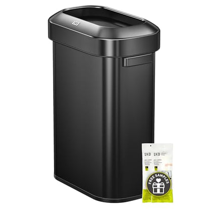 EKO Urban 24 Gallon/90 Liter Open Top Stainless Steel Slim Commercial Trash Can, Tall Kitchen Trash Bin, Heavy-Duty Commercial Grade Large Garbage Bin for Home, Office, Hotel, Restaurant, Matte Black - color: Matte Black, size: 90 Liter, Slim