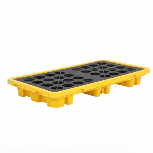 IDEALHOUSE 2-Drum Spill Containment Pallet with Drain, HDPE, 51x27x6 in - size: 51.2 x 26.8 x 5.9