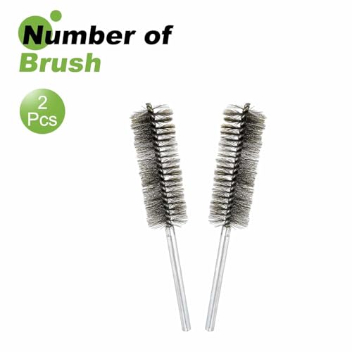 HARFINGTON 2pcs Wire Bore Brush 8 x 1-3/8" 5/16 Inch Shank Stainless Steel Bristles Cleaning Brush for Clean Car Part Tube Kitchen Garage - size: 8 x 1-3/8"