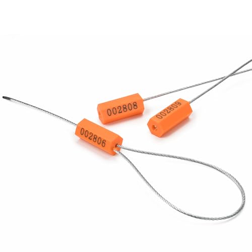 1000PCS Steel Cable Seals Metal Security Seal Numbered Metal Truck Trailer Seals Security Tags Tamper Evident Tags Container Seals Pull Tight Steel Wire Seals - color: Orange, size: 1000 PCS
