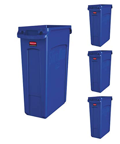Rubbermaid Commercial Products Slim Jim Can, Blue, 23-Gal, Pack of 4 - color: Blue, size: 23 Gal