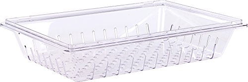 Carlisle FoodService Products Storplus Food Storage Container Colander with Stackable Design for Catering, Buffets, Restaurants, Polycarbonate (Pc), 26 x 18 Inches, Clear