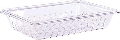 Carlisle FoodService Products Storplus Food Storage Container Colander with Stackable Design for Catering, Buffets, Restaurants, Polycarbonate (Pc), 26 x 18 Inches, Clear