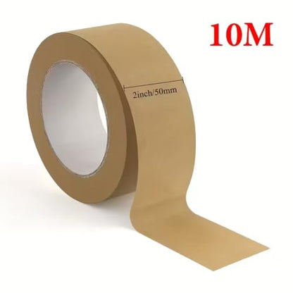 Water Activated Kraft Paper Packing Tape, Water Reinforced Gummed Paper Shipping Tape, Eco-Friendly Writeable Brown Packaging Tape for Carton Sealing, Framing, Shipping, DIY Craft