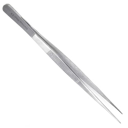 Professional Culinary Stainless Steel Precision Tongs with Serrated Tips, Plating/Food Presentation Detailing Serving Tongs, Chef's Kitchen Tweezer Tongs - Ultra Non-Slip Grip (10" STR Slim) - size: 10" Straight Slim