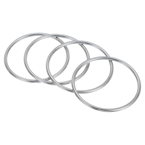 PATIKIL 3.1" Metal O Ring, 4 Pcs Heavy Duty 304 Stainless Steel O Rings Welded Round Rings for DIY Crafts Hardware Belt Dog Leash Macrame, 4x80mm - size: 4x80mm
