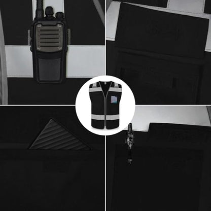TCCFCCT Safety Vest for Men 5 Pockets Reflective Vest, Black XXL - color: Lion 01-fabric-black, size: XX-Large