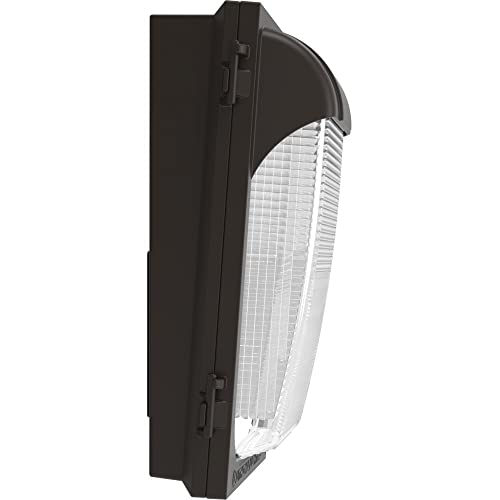 Lithonia Lighting 7.5" Mini LED Wall Pack Outdoor Light Fixture, Building Wall Light, Adjustable Lumens, 5000K Daylight, MVOLT 120-277V, IP65, Glass Lens, Bronze (TWX1 LED ALO 50K MVOLT DDBTXD) - color: Adjustable Lumens | 5000K Daylight, size: 12" H x 7.